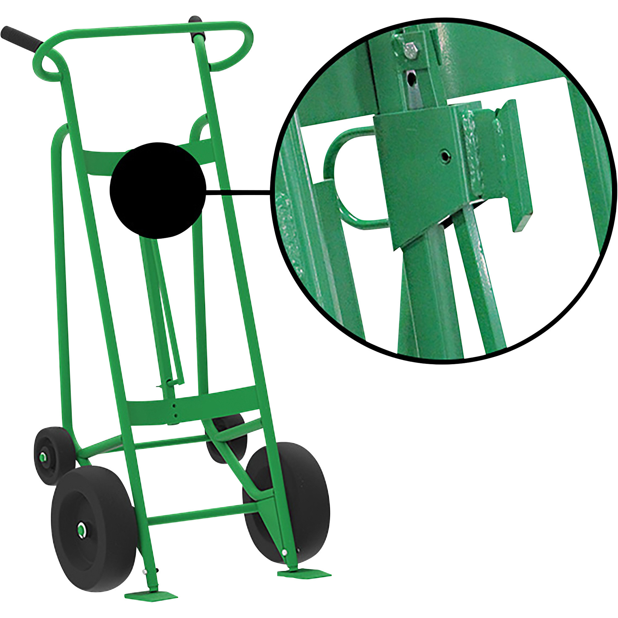 Valley Craft 4-Wheel Drum Hand Truck, Steel, (2) Pneumatic Wheels, (2) Rear Poly, 1000-Lb. Capacity, Chime Hook  for Fiber Drums, Model# F82375A0F